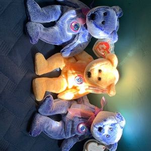 Set of three Ty beanie bears babies